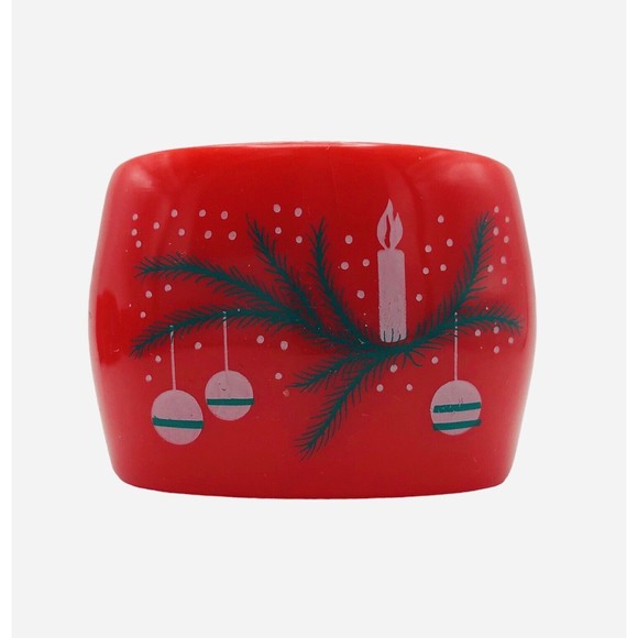 8 Vintage Christmas Napkin Rings by Reed Acrylic Red Holiday Decor Ornament Snow - Picture 2 of 10